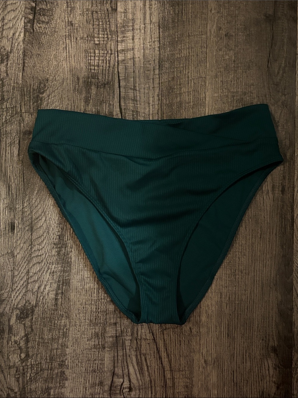 Hollister Ribbed High-Waist Bikini Bottoms  - Teal - Size Large